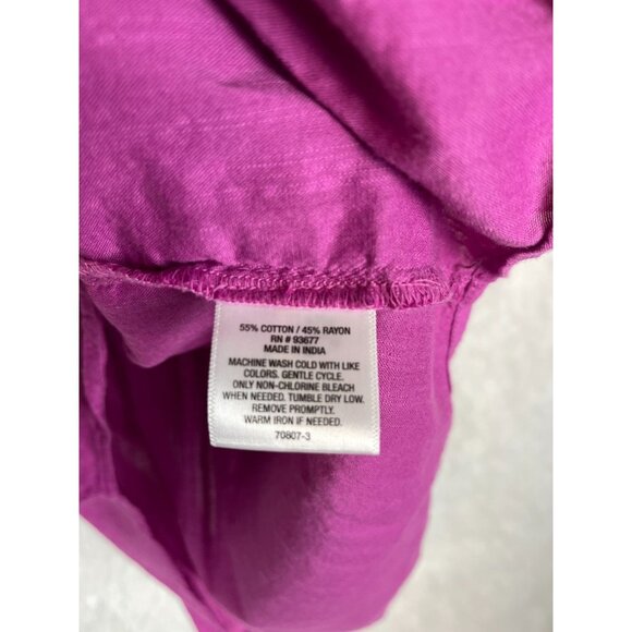 St. John's Bay Large 3/4 Sleeve V-Neck Lightweight Top Magenta Pink Purple - Picture 4 of 7